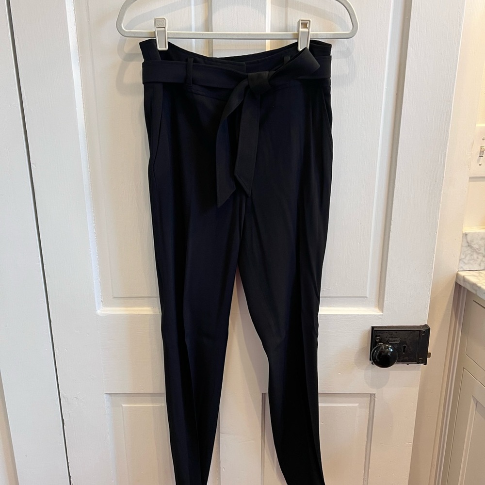 Veronica Beard Black Tie-Waist Trousers
